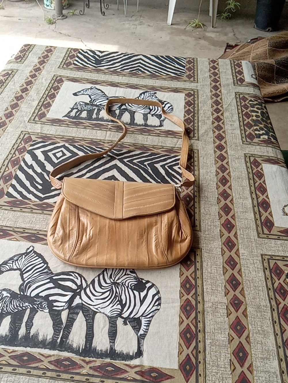 TAN EEL SKIN LEATHER PURSE